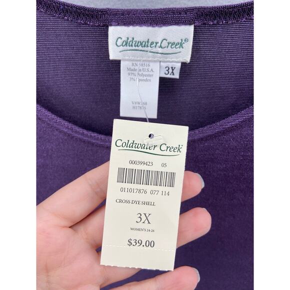 NWT COLDWATER CREEK Sweater 3X Purple Sleeveless Slinky Fabric Cami‎ Round Neck - Picture 7 of 10